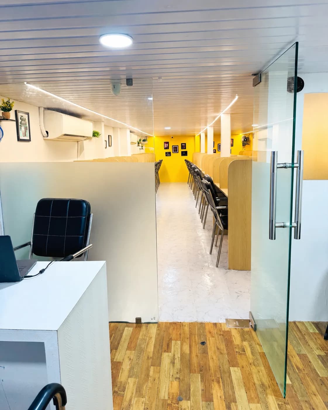 Reception entrance and silent study hall at The Study Corner, Lalbaug
