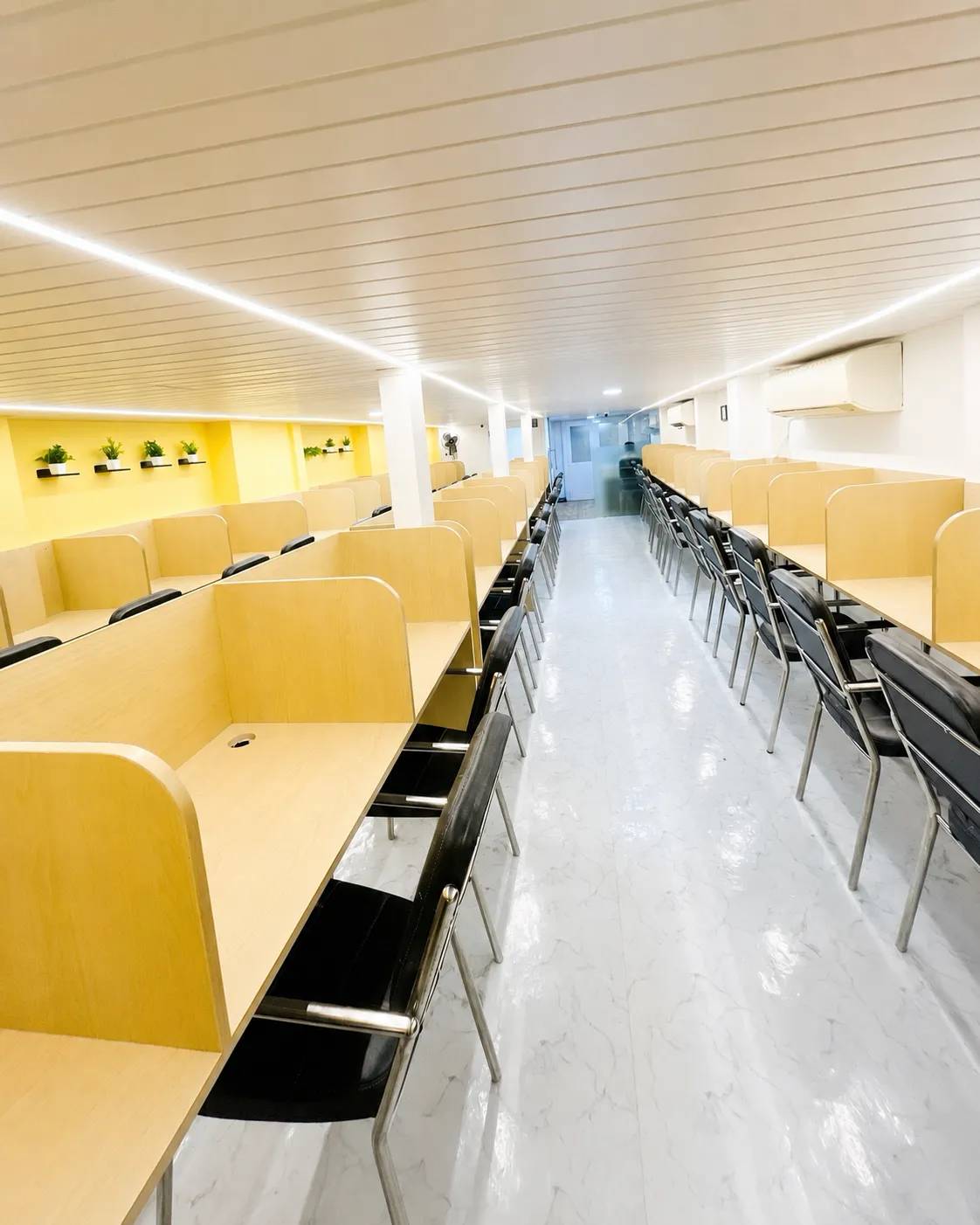 Individual study desk with lamp at study library
